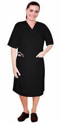 Microfiber v neck half sleeve nursing dress with 2 front pockets knee length